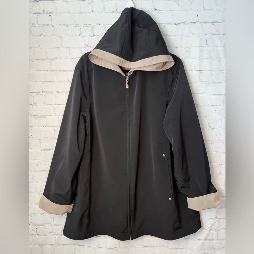 FS Limited size large reversible lightweight hooded jacket black & taupe